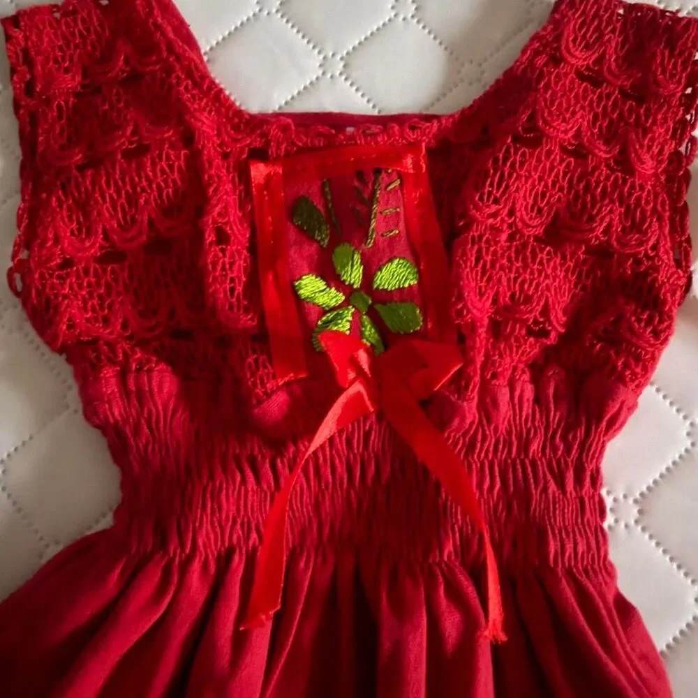 Mexicans toddler Red and Burgundy Dress